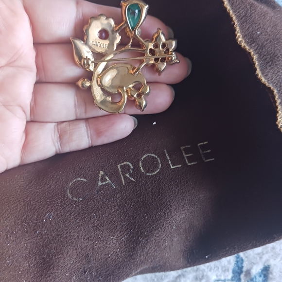 Carolee Gold and Multicolor Floral Brooch - Picture 3 of 6